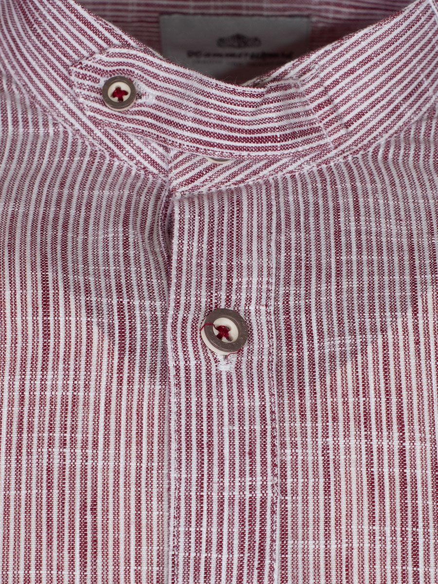 Hammerschmid Herrenhemd rotes Streifenmuster, Pfoad, Stehkragen #3