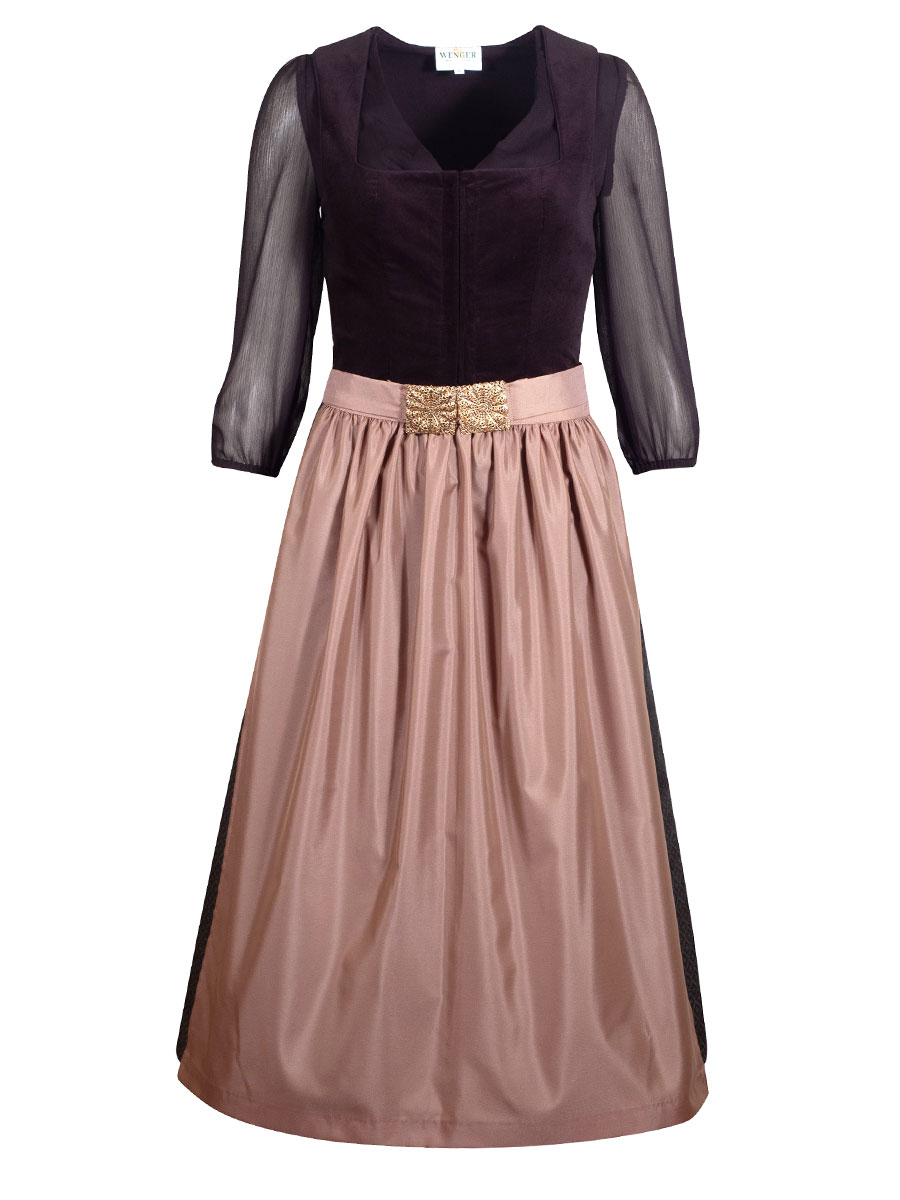 Kinga Mathe Dirndl Stella, Samtdirndl, schwarz, goldfarbene Schürze, 80lg #1