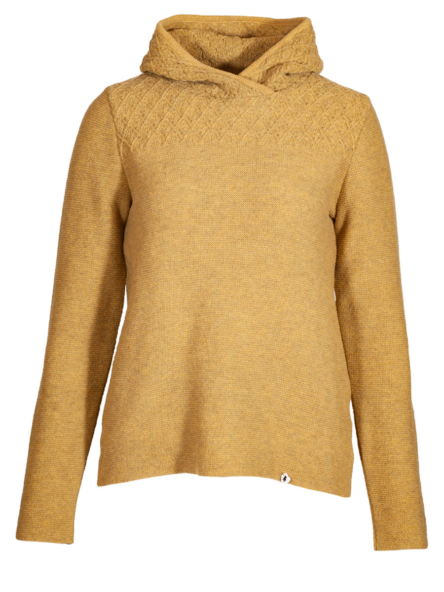 hausg'macht Kapuzen-Strickpullover Ines, honiggelb, mit Rückenfalte #1