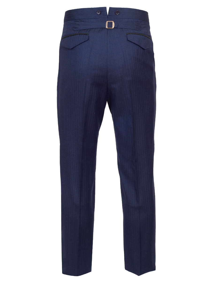 Viererspitz Stresemannhose Jakob, marineblau, seitlich grünes Paspol #3