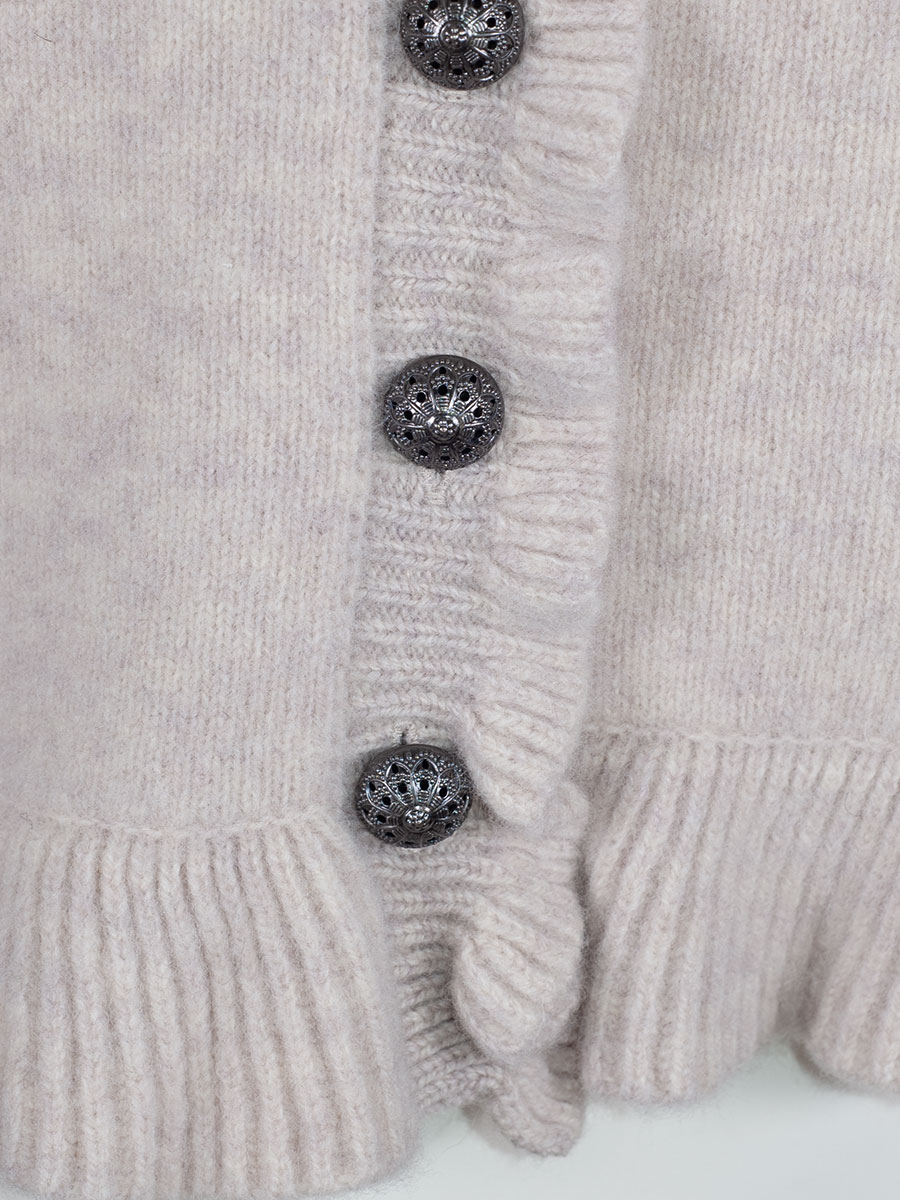 fei scho schee Strickjacke, barley, Rüschenbund #4