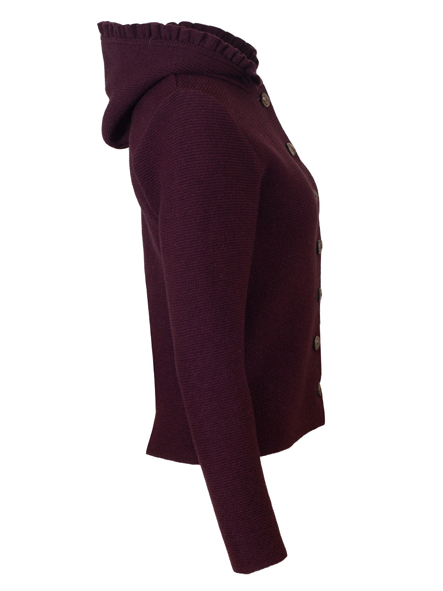 Boos Strickjacke mit Kapuze, weinrot, mit Rüschen #2