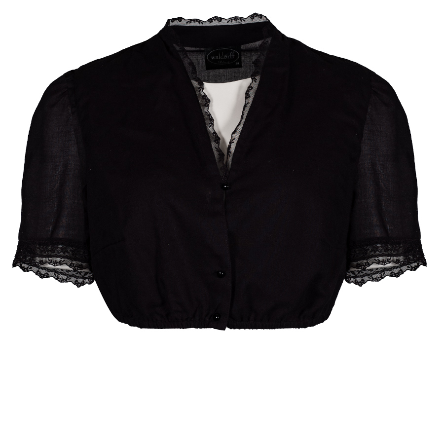 Waldorff Dirndlbluse schwarz, festlich, Kurzarm, Spitzenkragen #1