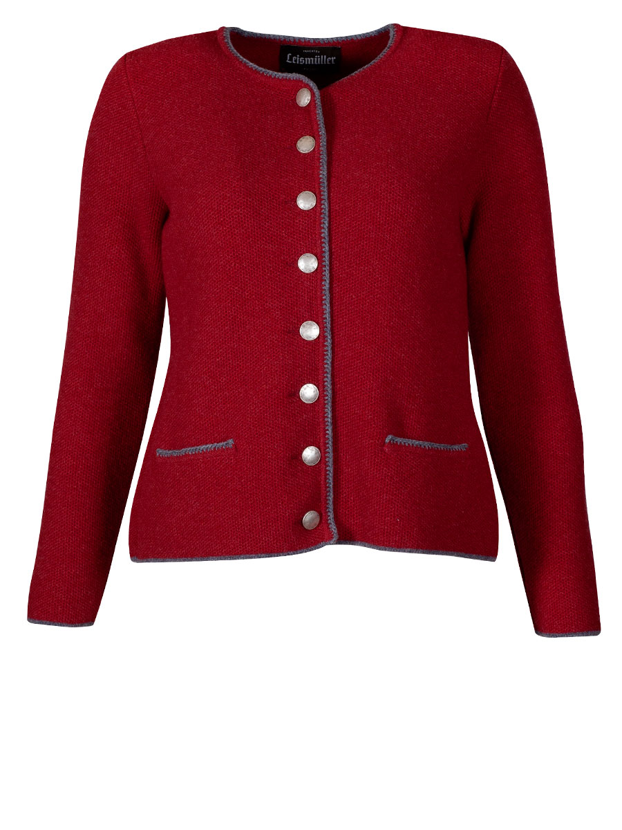 Astrifa Bischofswiesen Strickjacke, kaminrot-grau, Rückenfalte #1