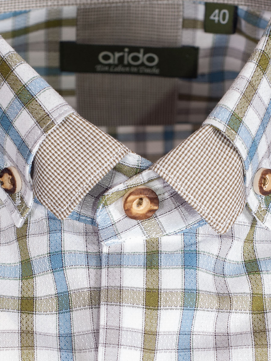 Arido Karohemd, blau-grün, Liegekragen, durchgeknöpft, Brusttasche #3