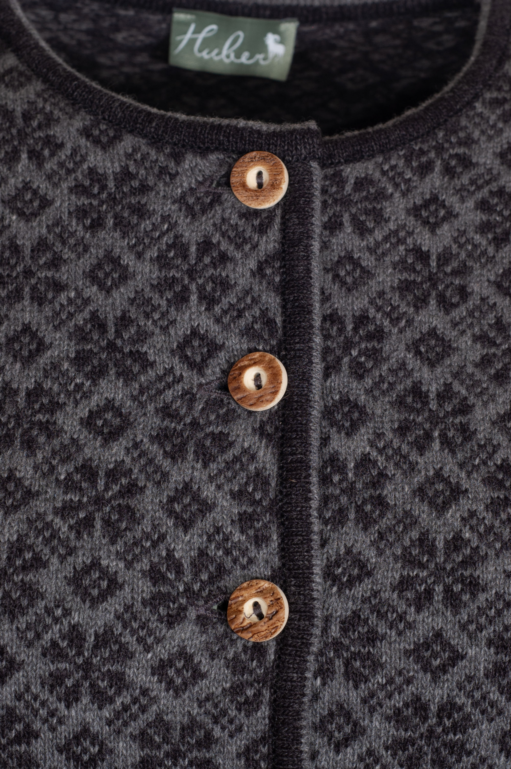 Huber Strickjacke Jutta, grau-blau, Norwegermuster #3