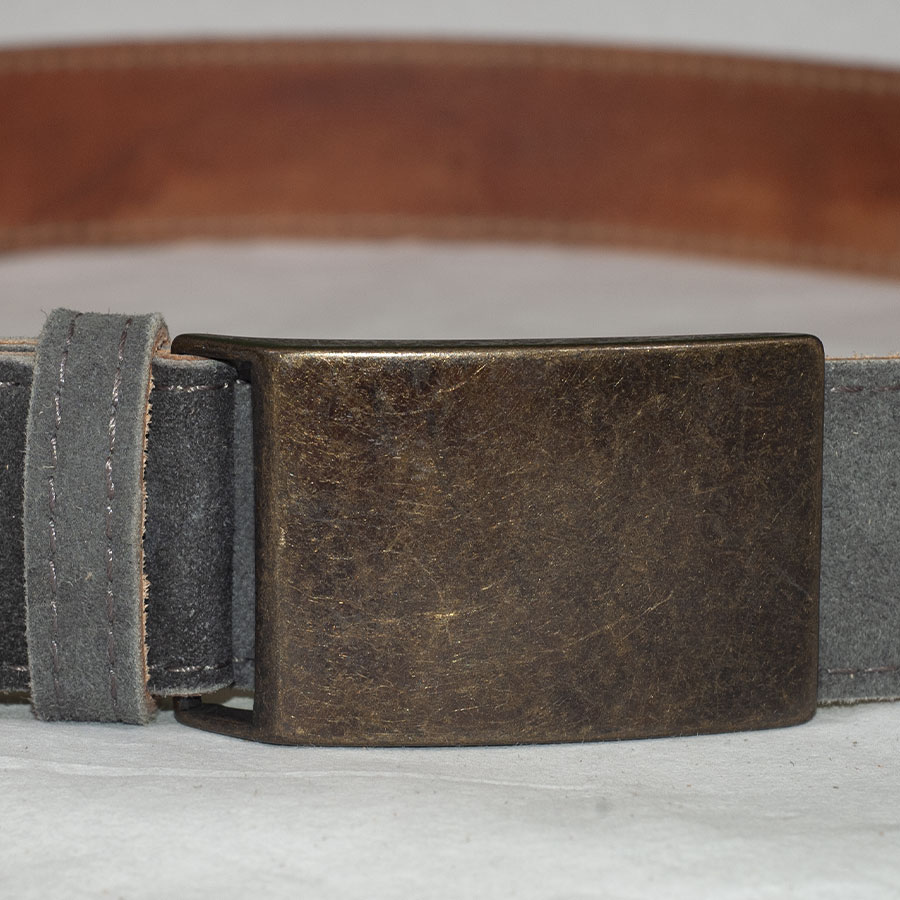 Weinbauer Ledergürtel antik, Bronzeschnalle, Ziegenvelour #3