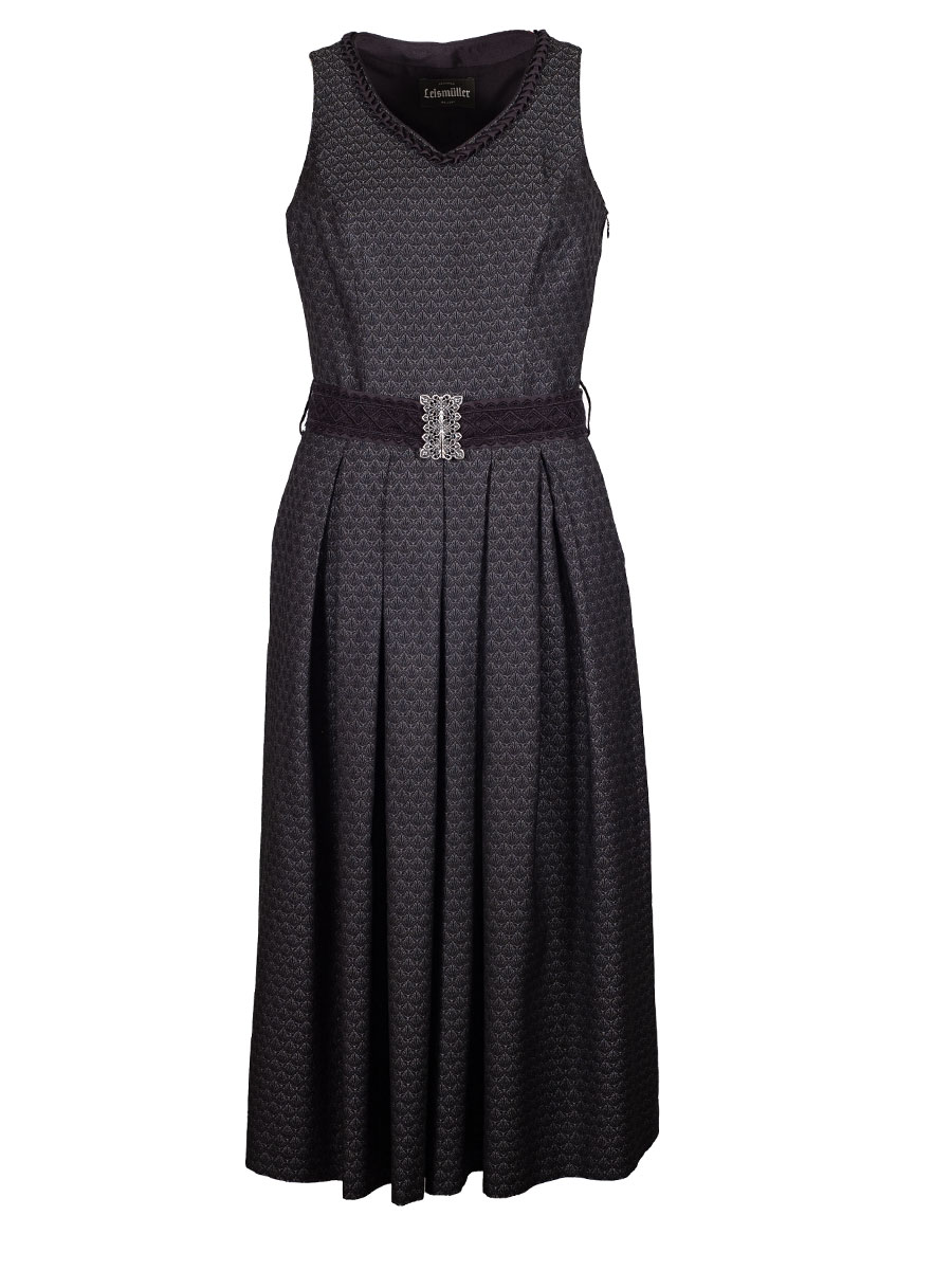 Kaiseralm Kleid Karma, schwarz gemustert, Gürtel mit Schließe #1