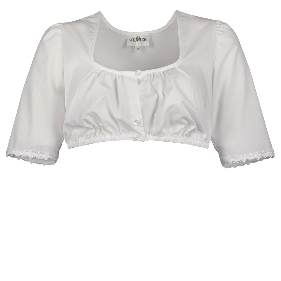 Wenger Dirndlbluse Ursula, weiß, Spitzenborte #1