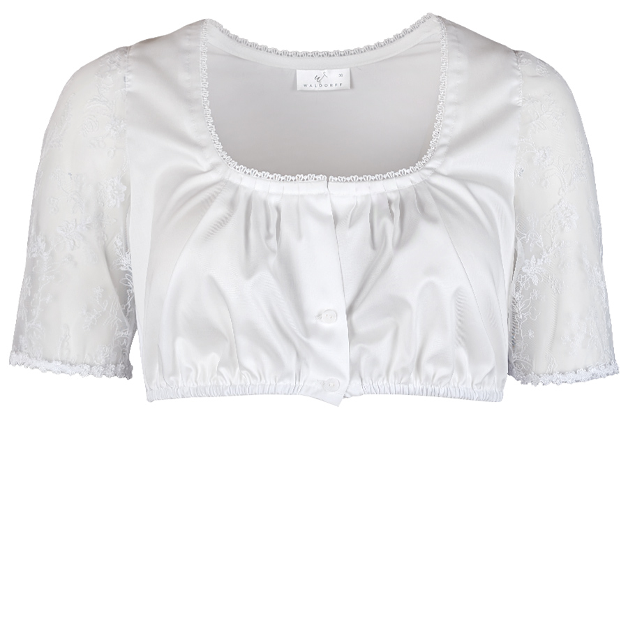 Waldorff Dirndlbluse, weiß, Spitzenärmel, elegant #1