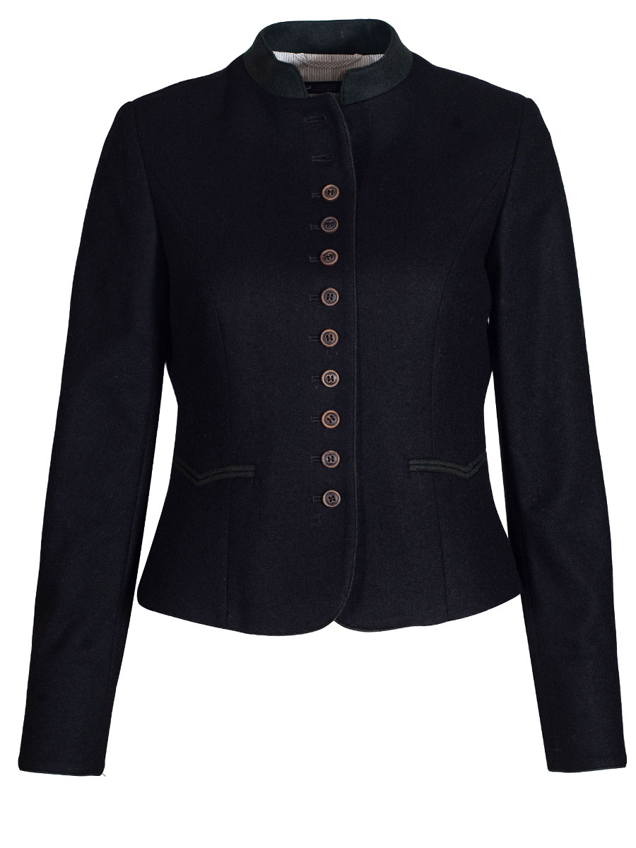 Bauer Lodenjanker schwarz, grünes Paspol #1
