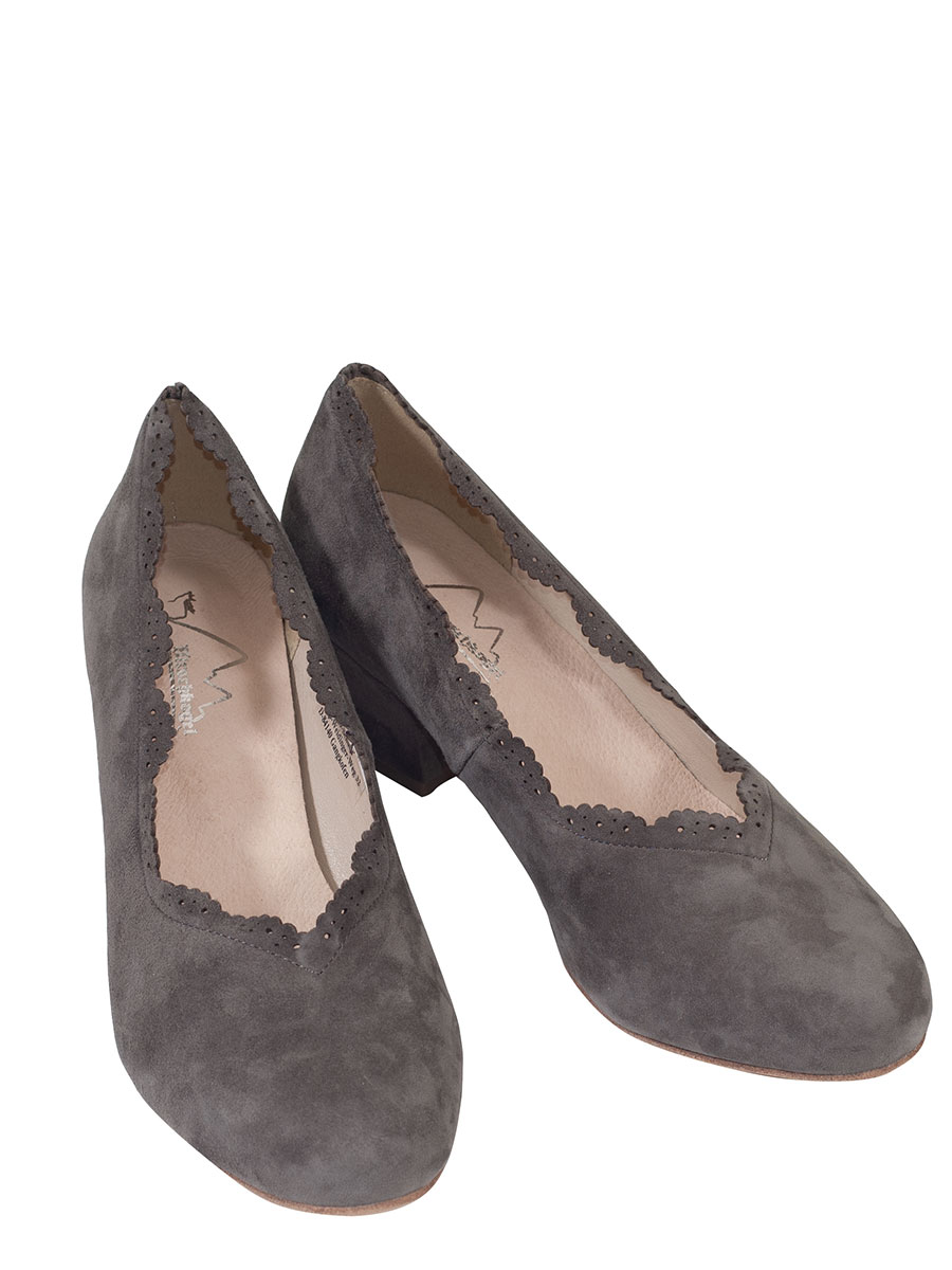 Esgano Schuhe, Trachtenpumps, grau, Wildleder #3