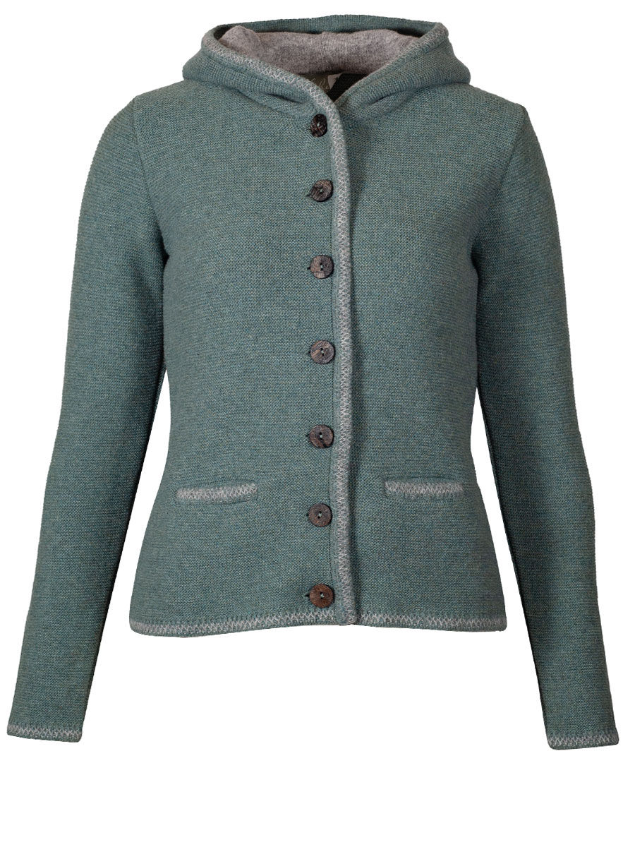 Huber Kapuzen-Strickjacke Marianne, salbei-silber #1