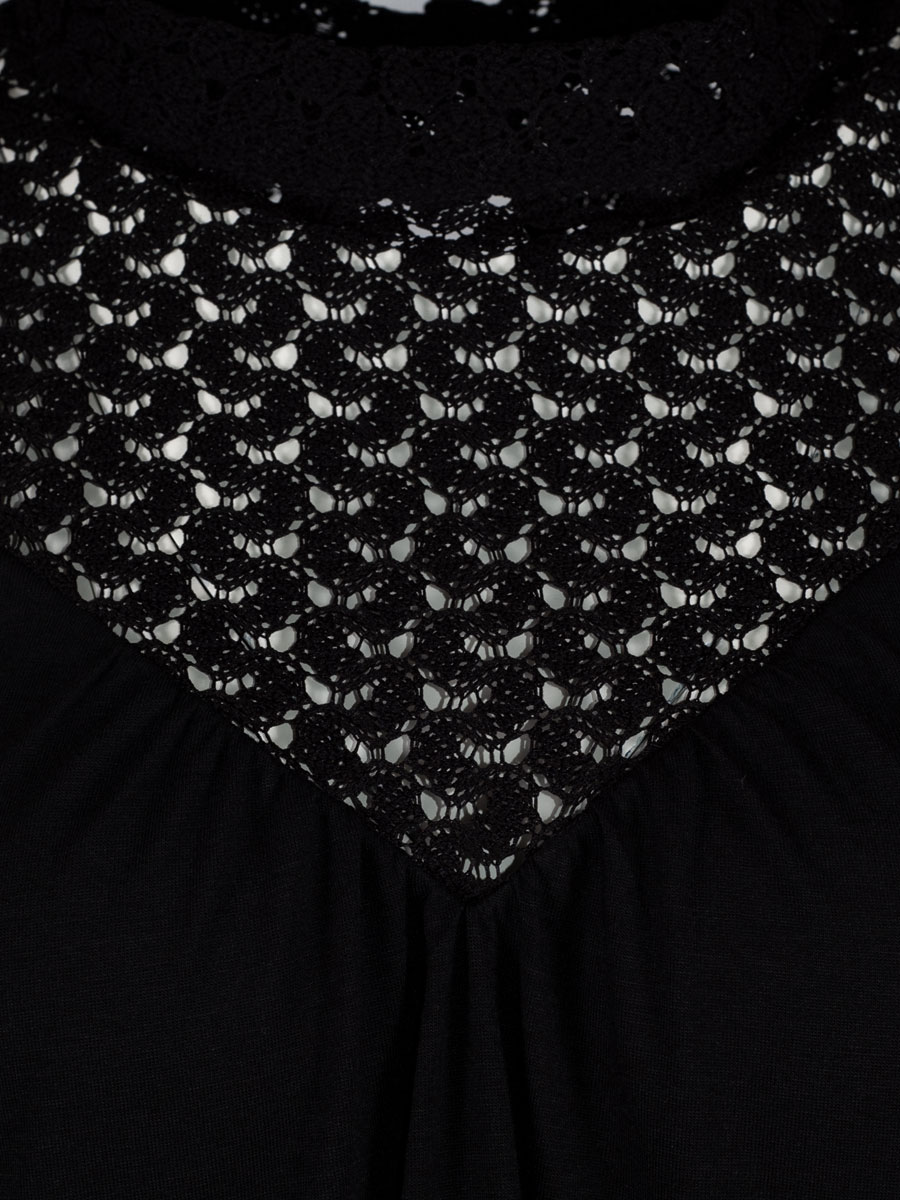 Country Line Damenshirt, schwarz, hochgeschlossen, Spitze #2