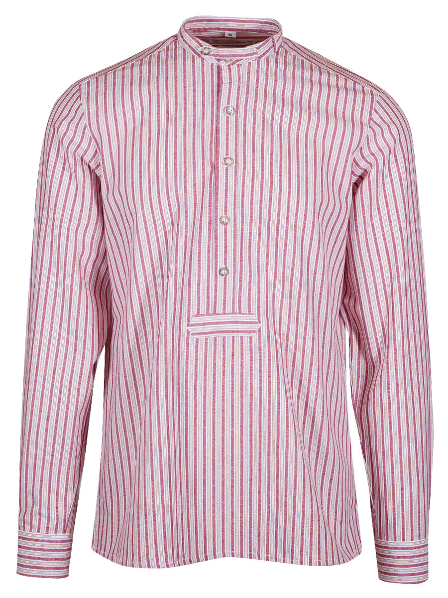 Hammerschmid Trachtenhemd rot-beige gestreift, Pfoad, Stehkragen, Slim Fit #1