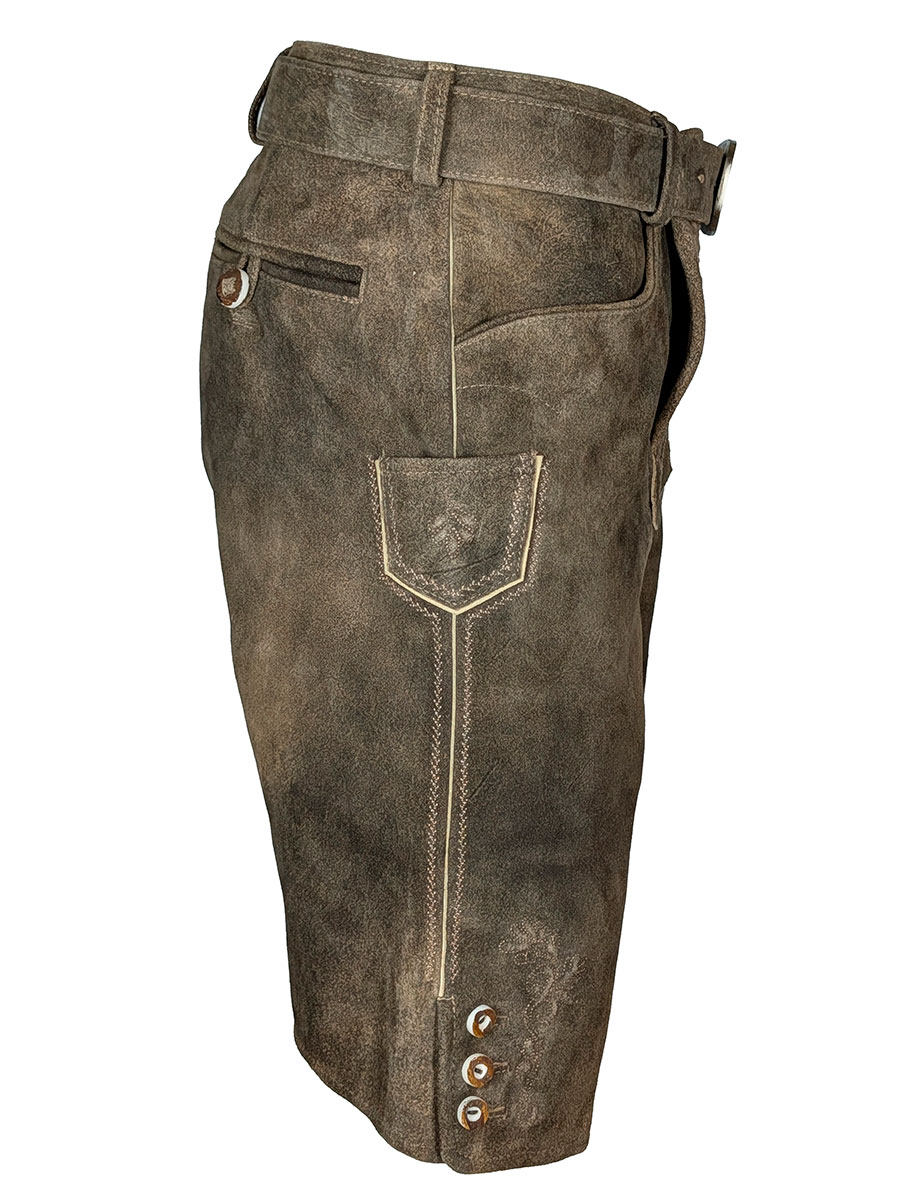 Spieth & Wensky Kurze Lederhose Malsch mit Gürtel, serengeti, Stick holzfarben #2
