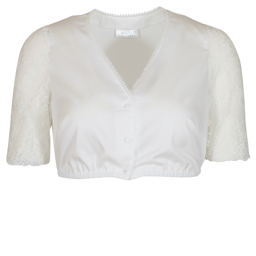 Waldorff Dirndlbluse creme, Tropfen-Ausschnitt, Spitzenarm #1