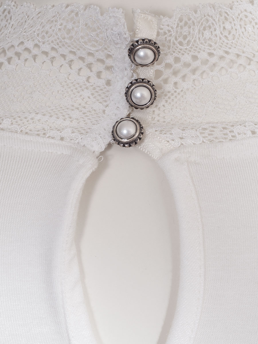 Moser Langarmshirt Parndorf, creme, Spitzenkragen, hochgeschlossen, Stretch #5