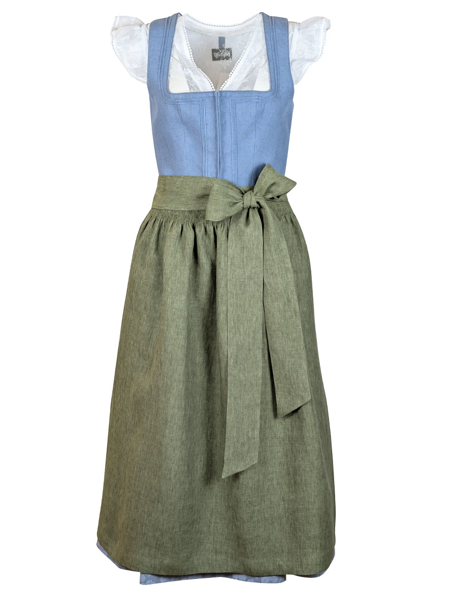 Kaiseralm Leinendirndl Dagi, blau-grün, 80lg #1