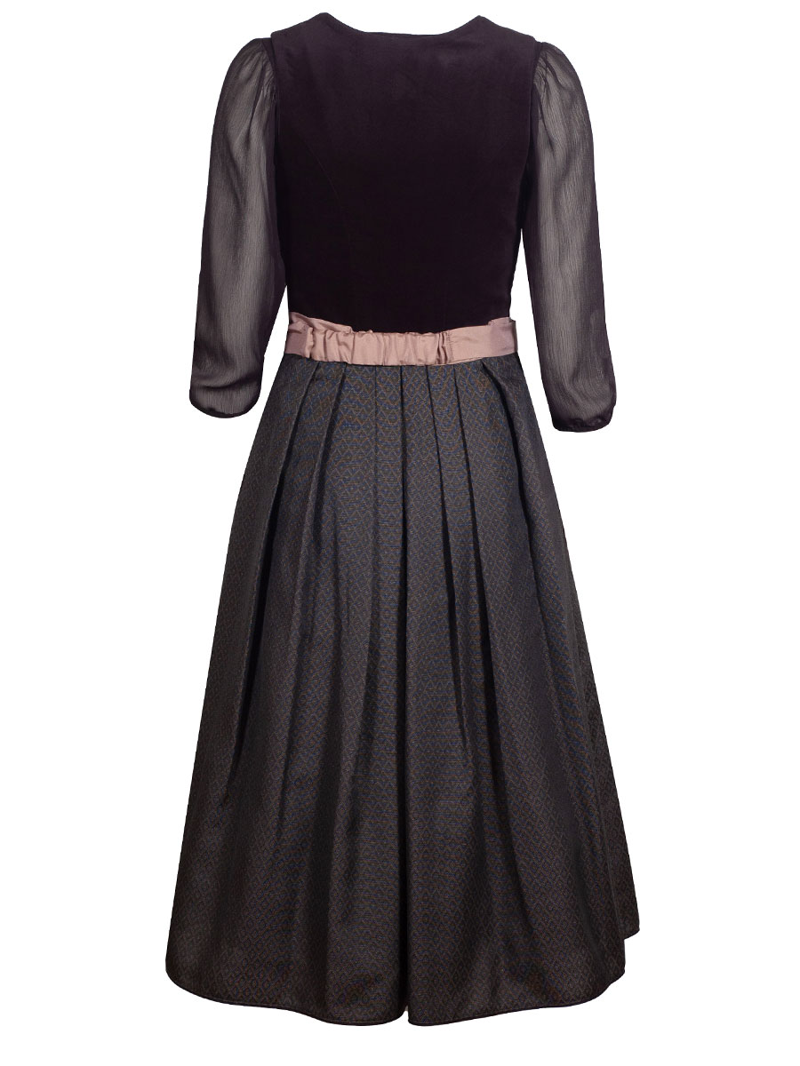 Kinga Mathe Dirndl Stella, Samtdirndl, schwarz, goldfarbene Schürze, 80lg #3