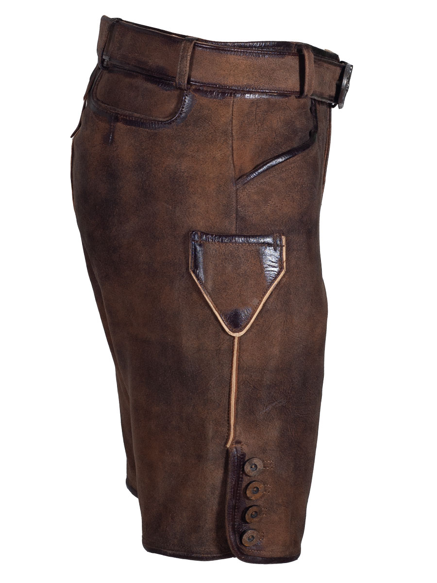 Country Line Kurze Lederhose braun, mit Gürtel, Ziegenleder #2