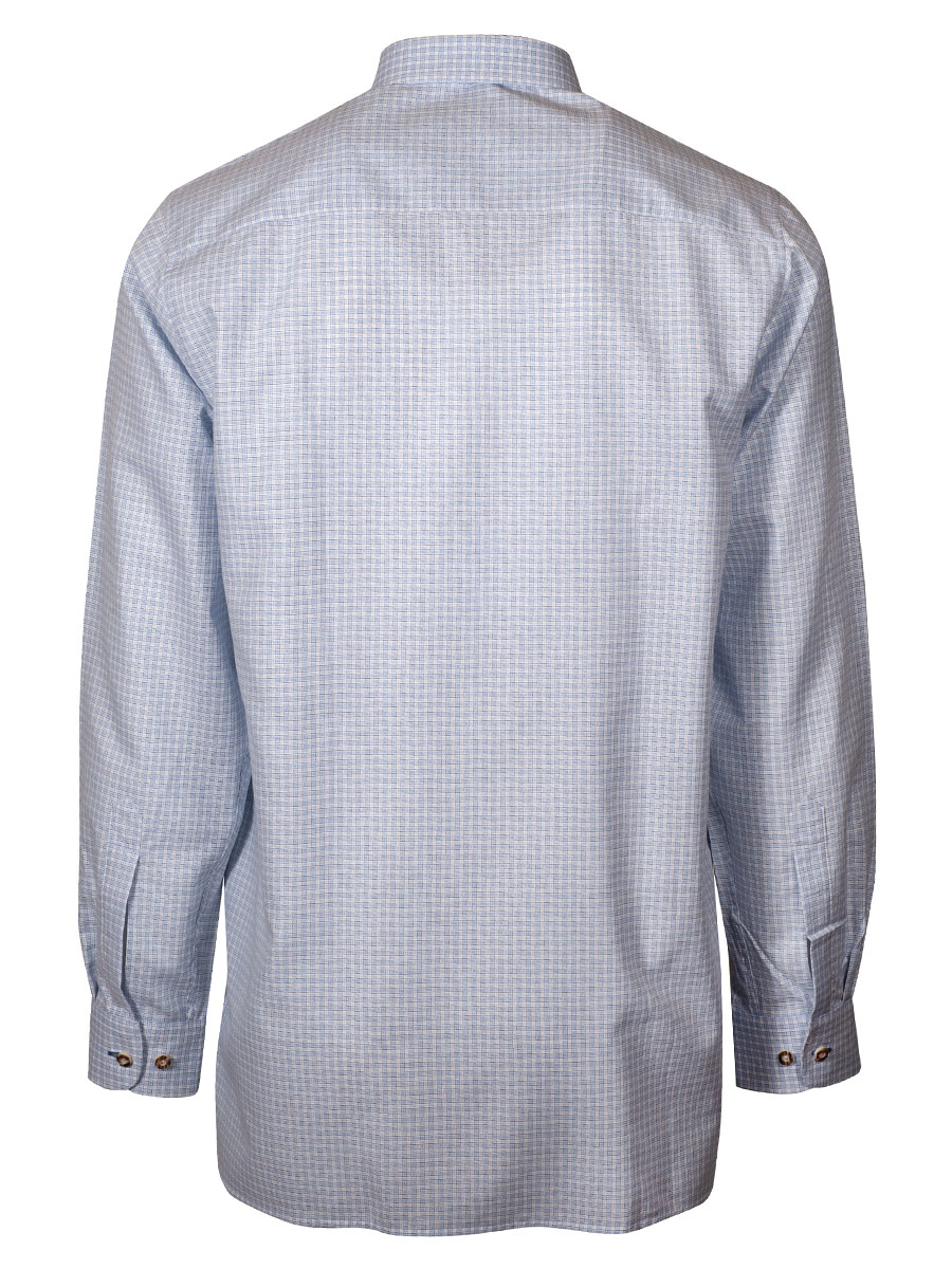 Waldorff Herrenhemd, hellblau, kariert, Liegekragen, durchgeknöpft, Slim #3