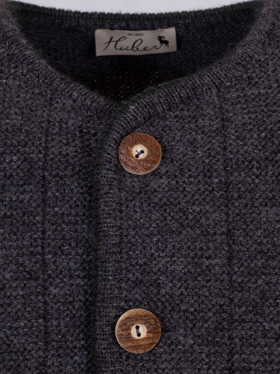 Huber Strickjacke Gerhard, anthrazit mit tanne, Hirschhornknöpfe #4