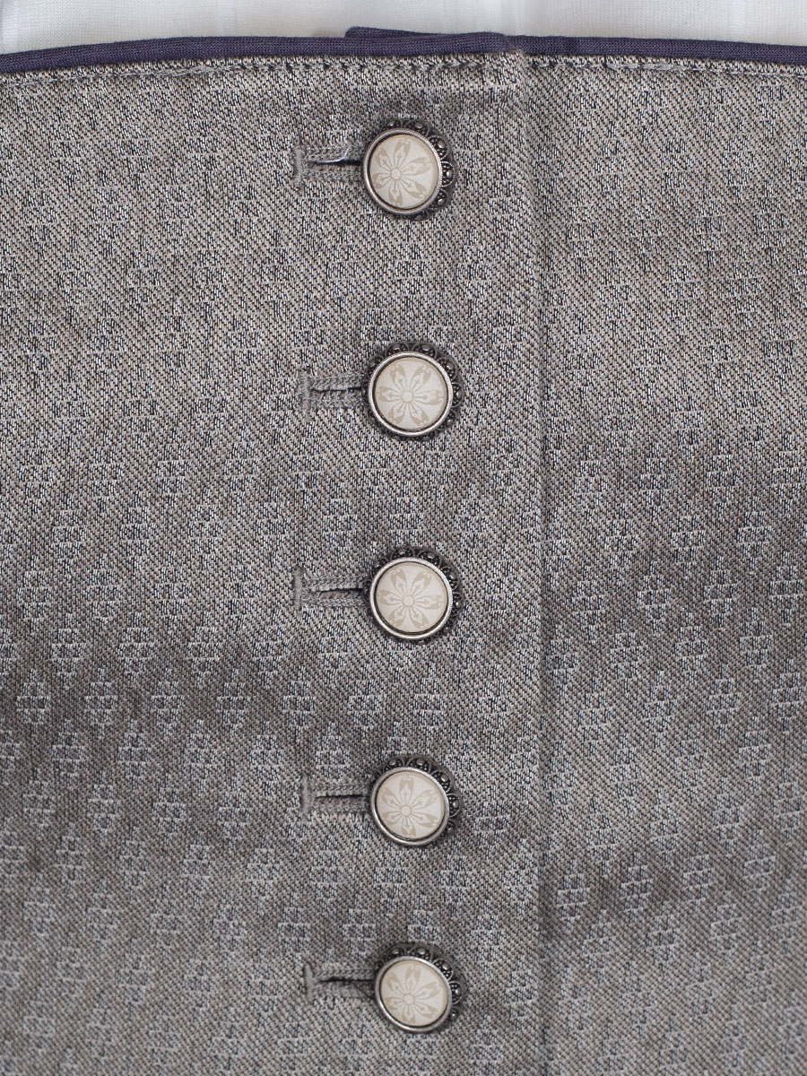 Schloß Orth Dirndl Viktoria, beige-blau, mit Schließe, Leinen, 80lg #5