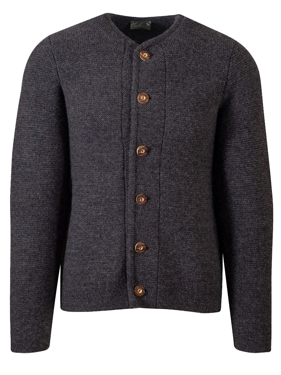 Huber Strickjacke Gerhard, anthrazit, Hirschhornknöpfe #1