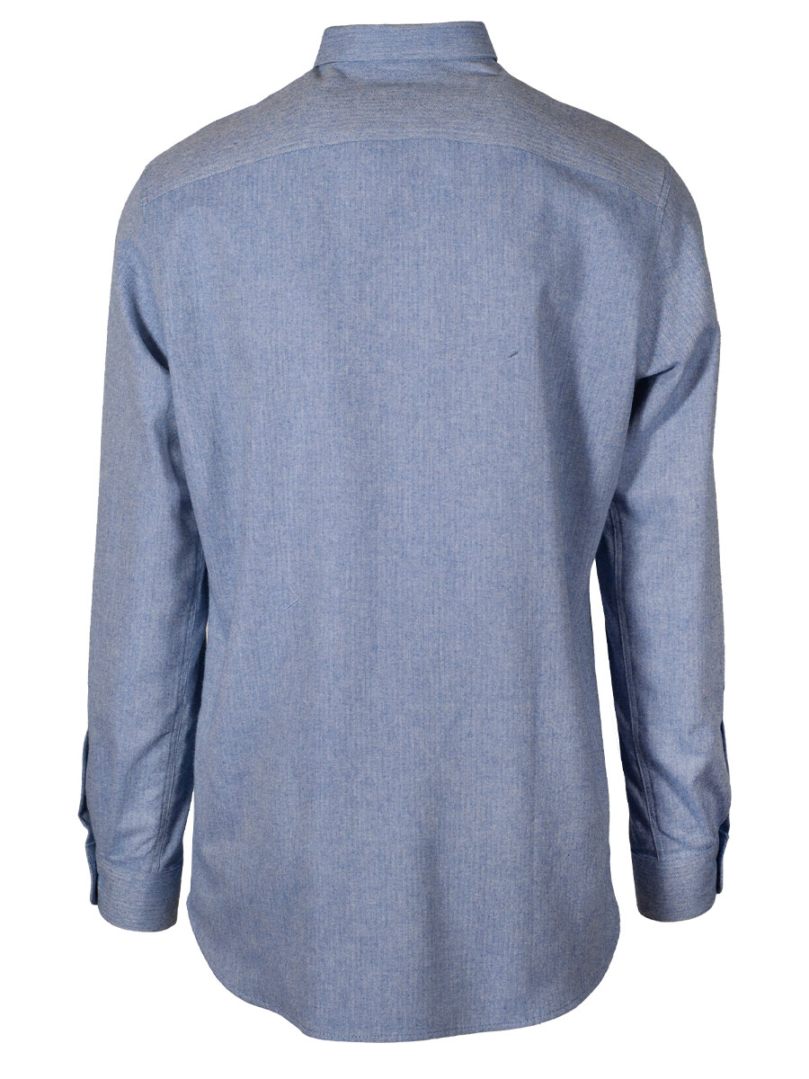 Arzberger Herrenhemd Fischgratmuster, Pfoad, blau, Liegekragen, Slim #3