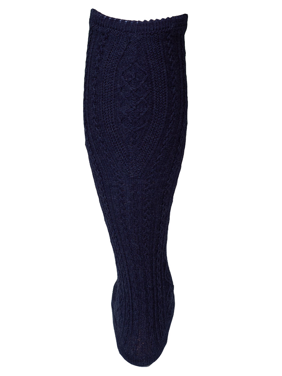 Hammerschmid Kniestrumpf blau, Zopfmuster, Handstrick #2