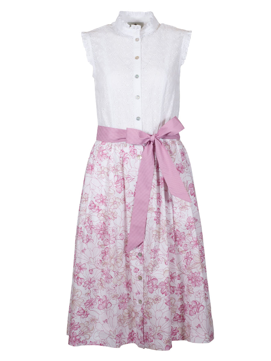 Berwin & Wolff Damenkleid, weiß-rosa, Blusenkleid, Schleifenband #2
