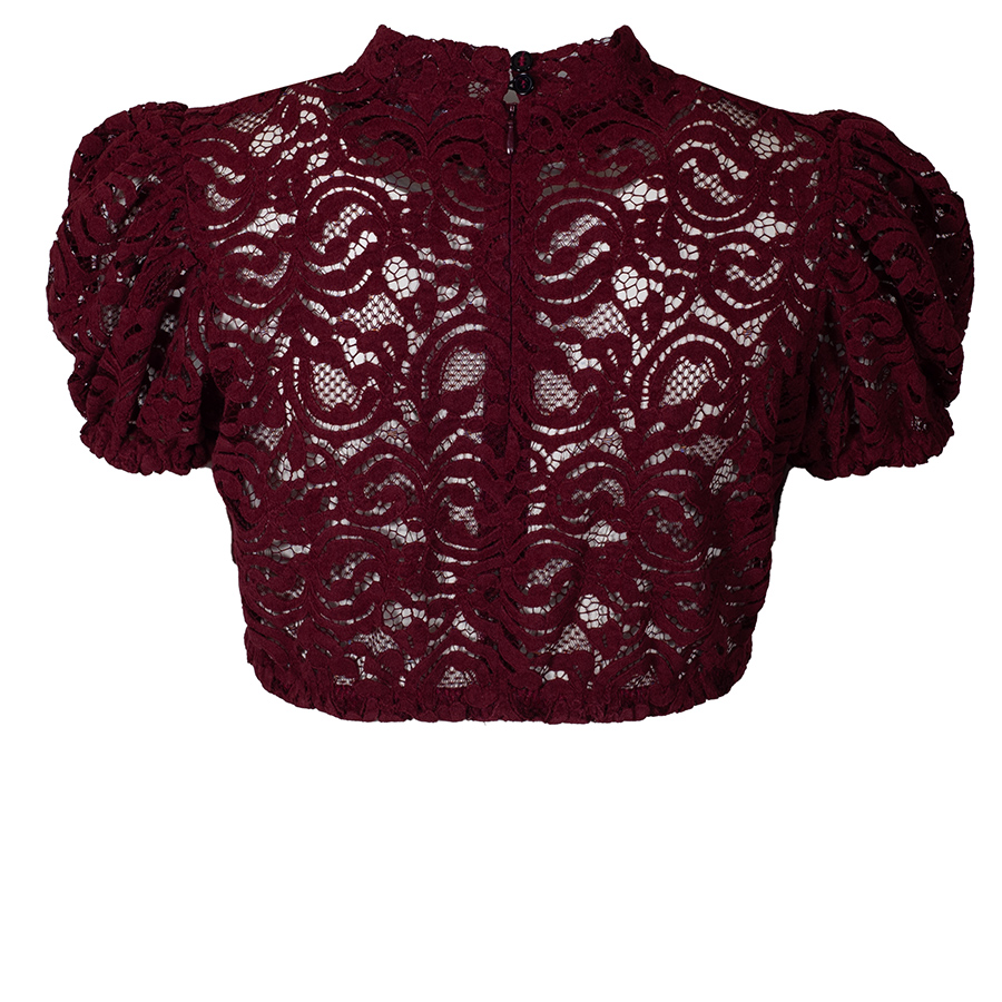 KINGA MATHE Dirndlbluse Pina, bordeaux, semi-transparent, Puffarm #2