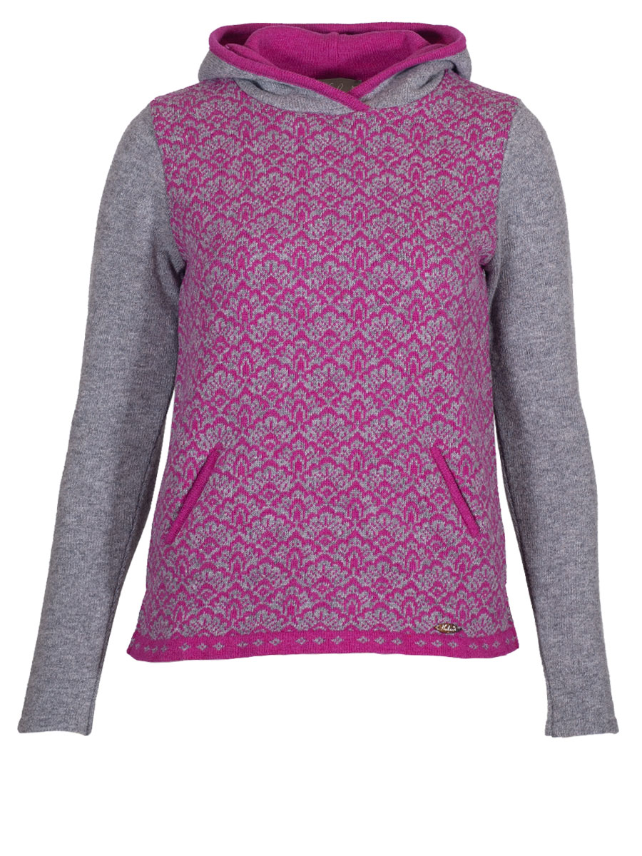 Huber Strickpullover Josephina, grau-beere gemustert #1