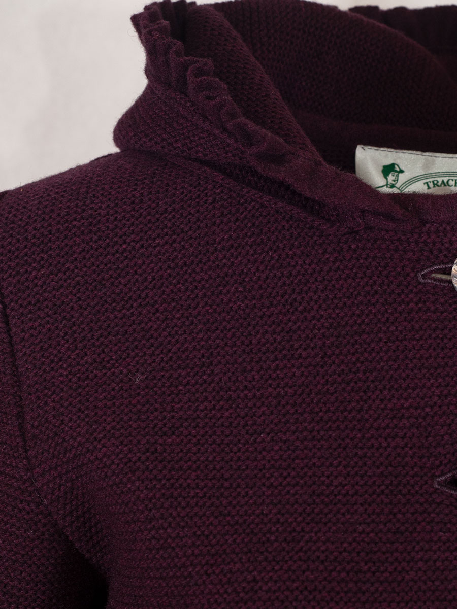 Boos Strickjacke mit Kapuze, weinrot, mit Rüschen #4