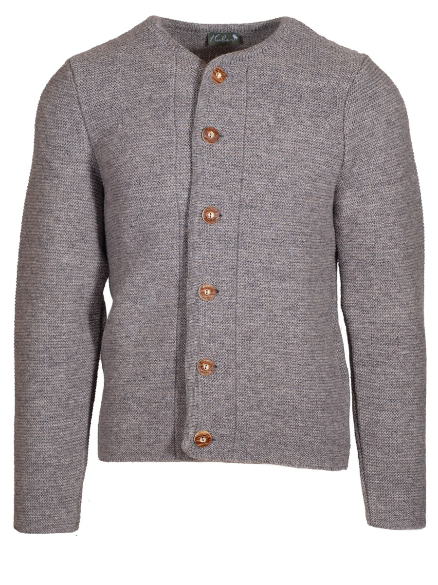 Huber Strickjacke Gerhard, steingrau, Hirschhornknöpfe #1