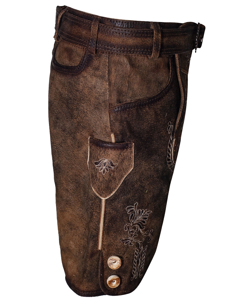 Hammerschmid Zugspitz Lederhose, kurz, braun,  mit Gürtel #4