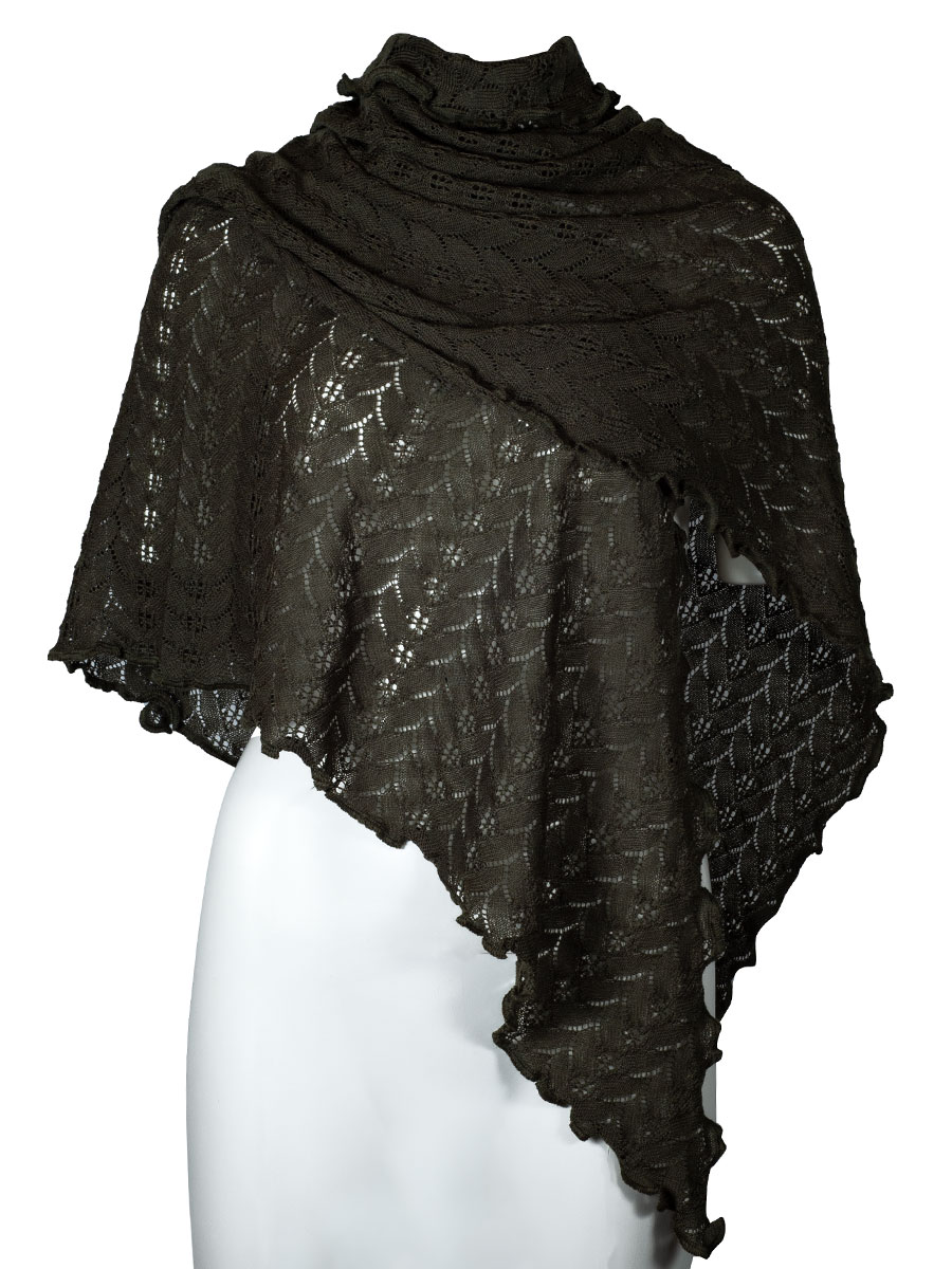 Wenger Strickstola Sofia, oliv, Lochmuster, gewellter Abschluss #1