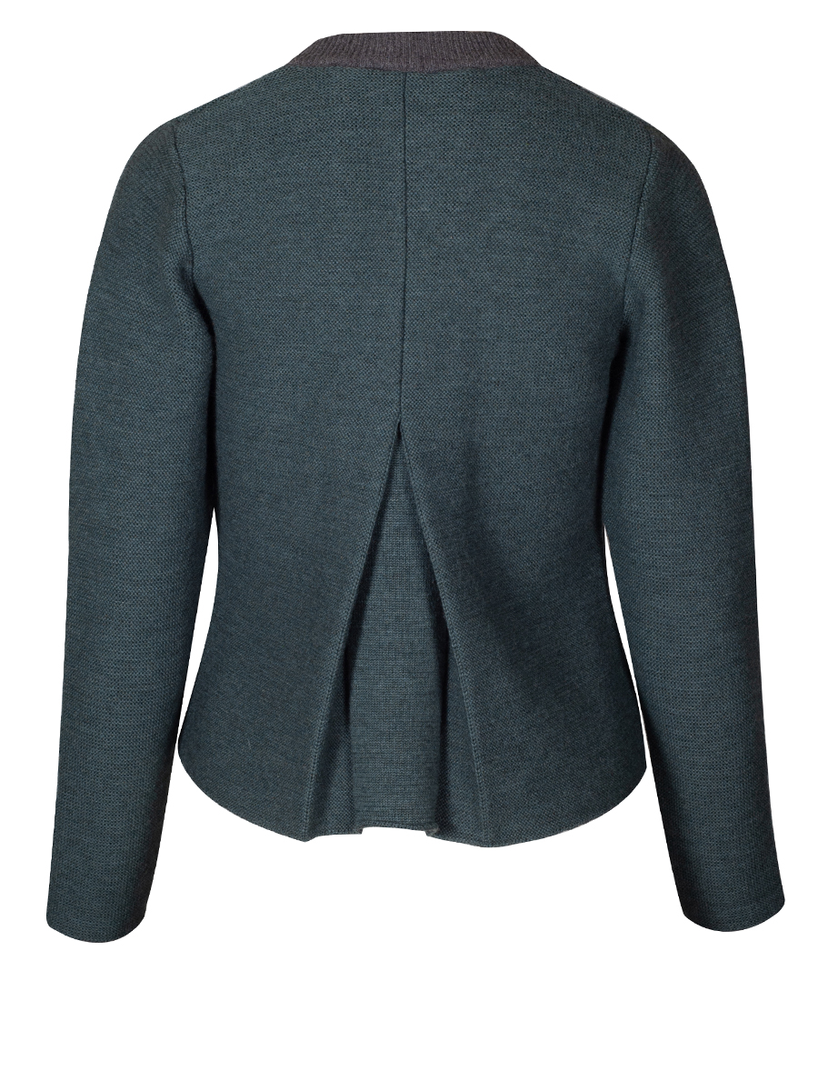 Huber Strickjacke Odina, petrol mit grauem Kragen #2