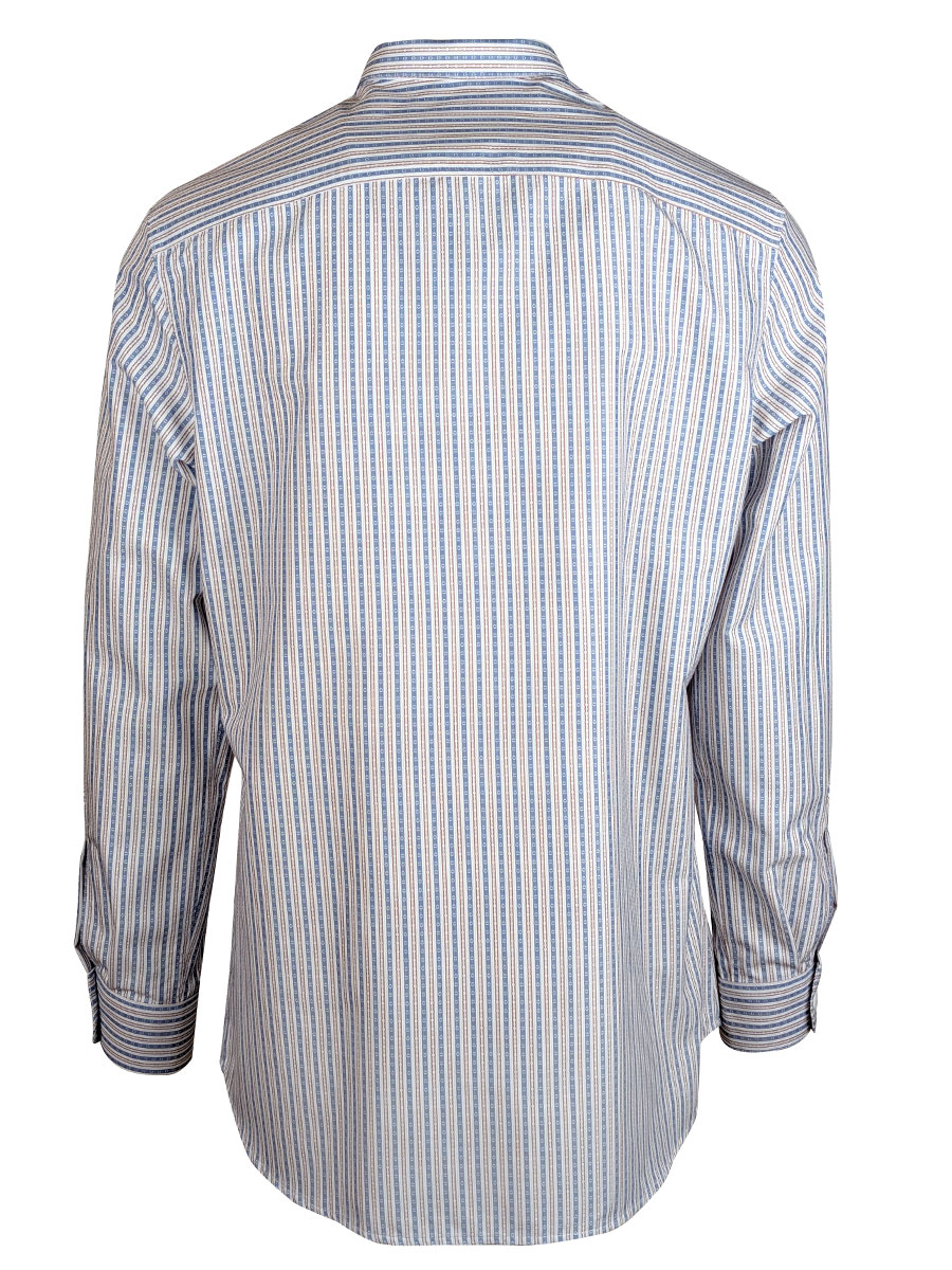 Arzberger Herrenhemd, blau-rot gestreift, Liegekragen, Pfoad, Slim line #3