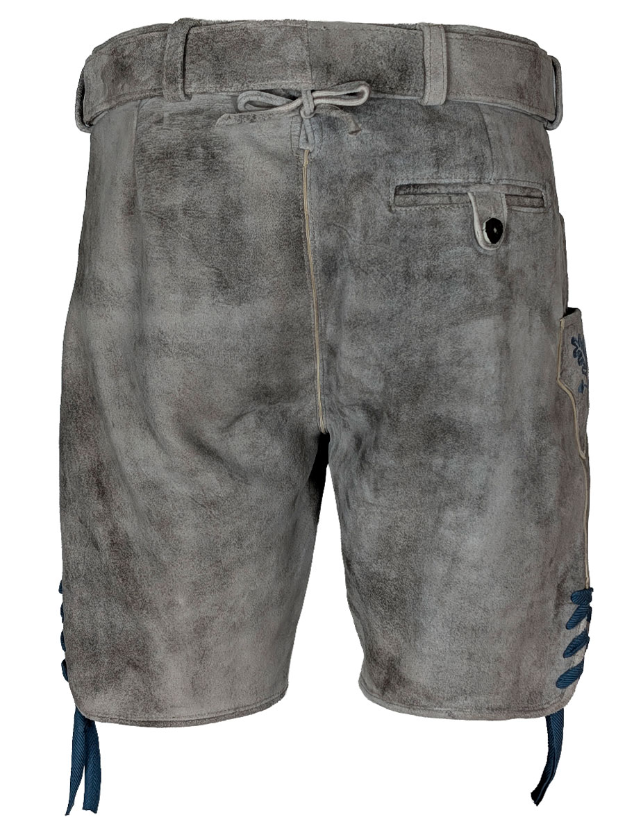 Spieth & Wensky Kurze Lederhose Carvin mit Gürtel, oxford, blauer Stick #4