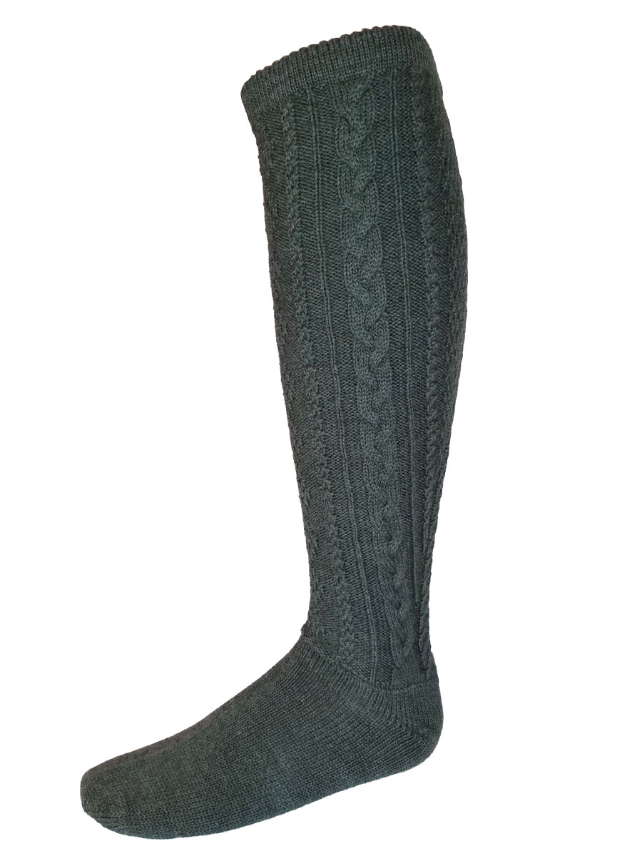 Gottseidank Kniestrumpf Loisach, bronzegrün, Zopfmuster #1