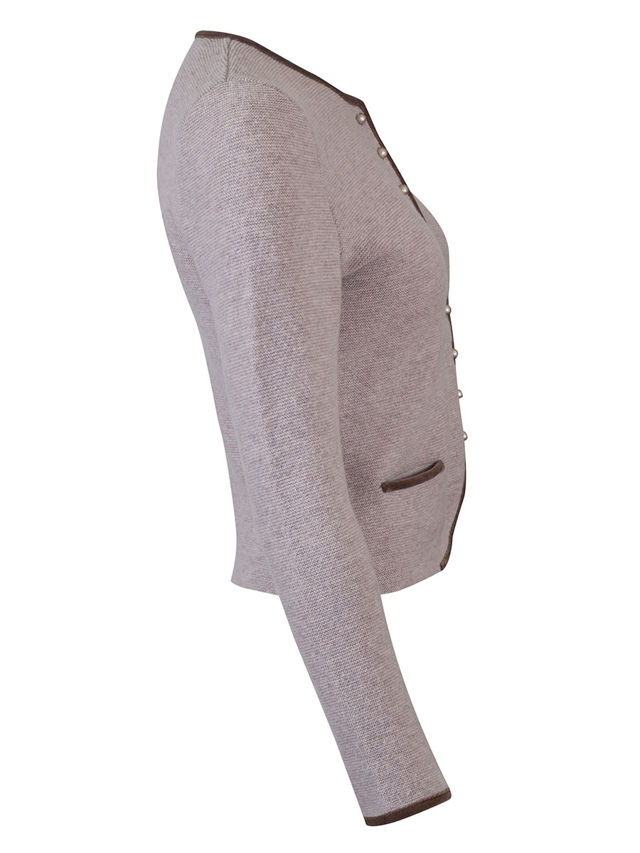 Heidi Strickjacke, taupe, mit beiger Samteinfassung #3