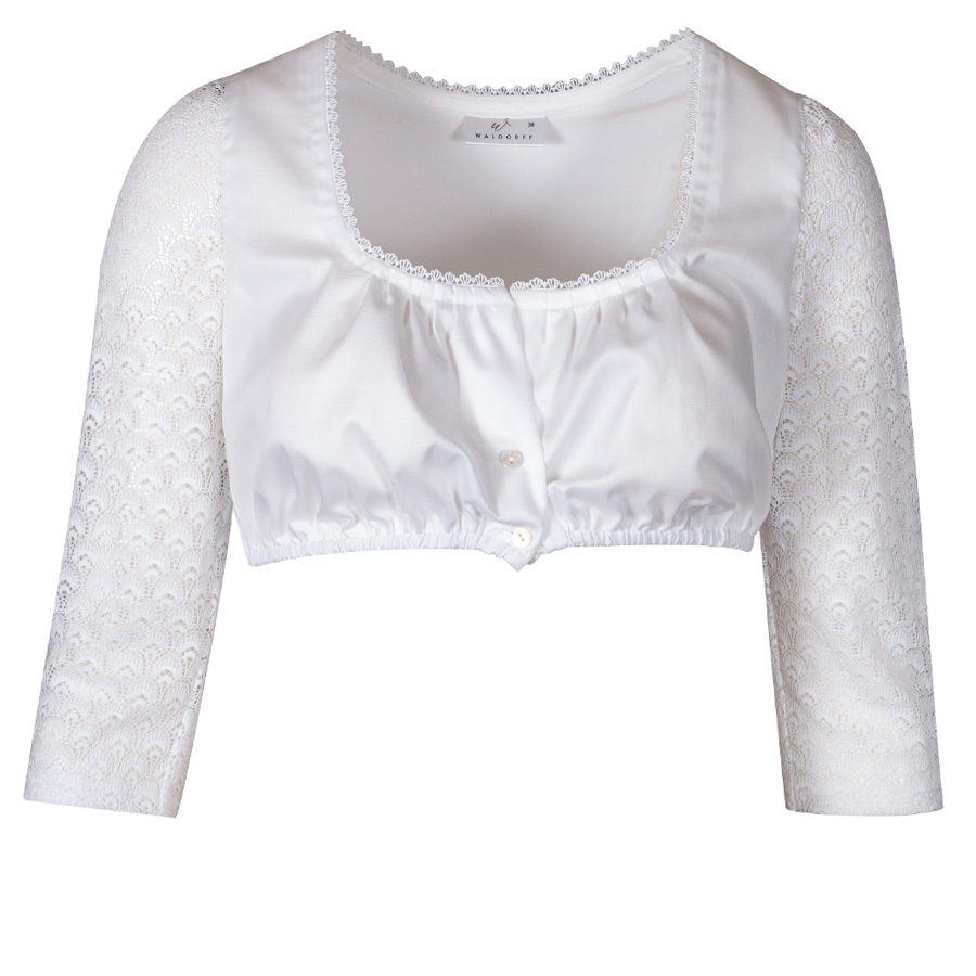 Waldorff Dirndlbluse Ronja, weiß, 3/4-Arm, Spitzenarme #1