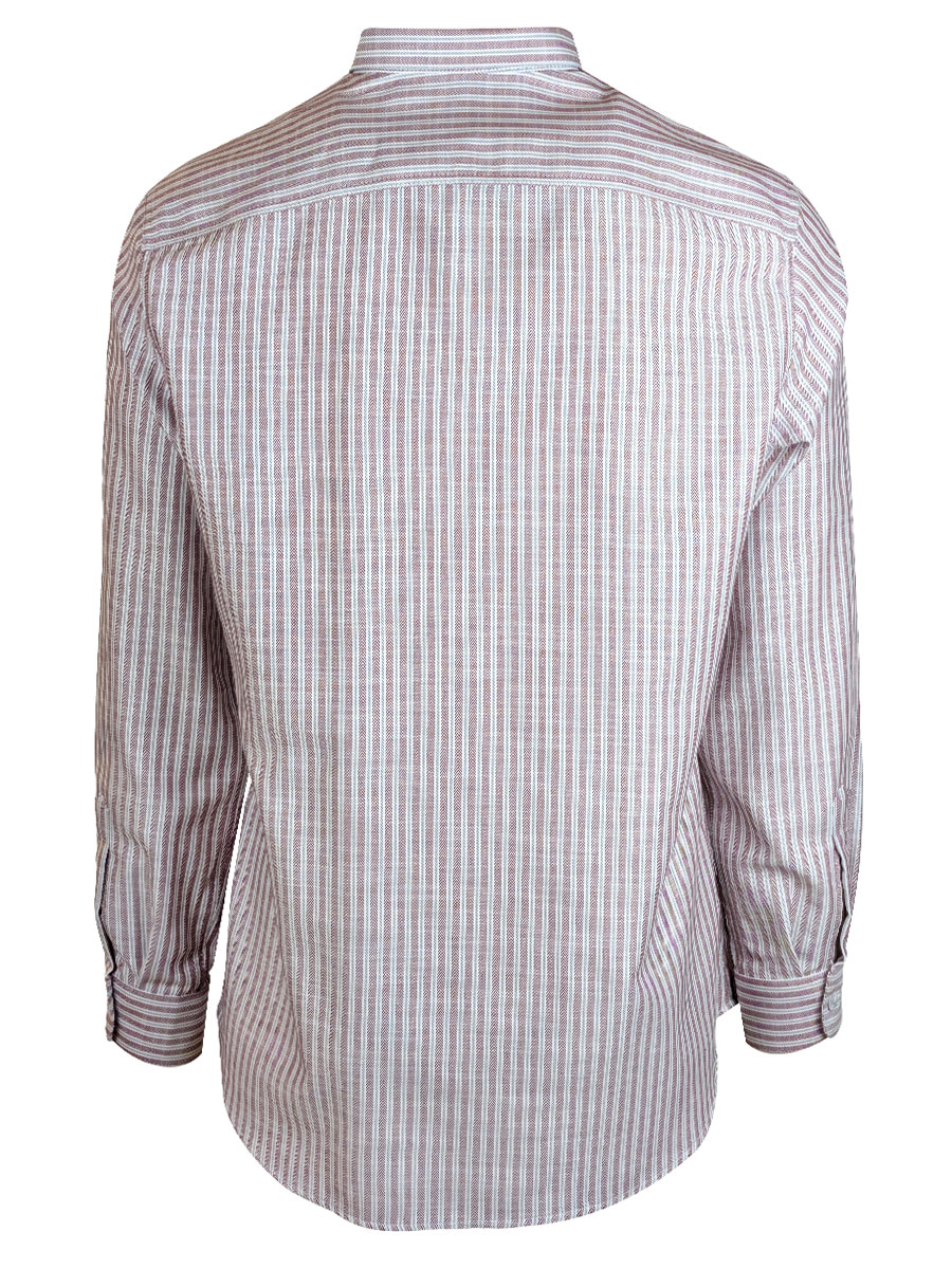 Arzberger Herrenhemd, rot-grau, gestreift, Liegekragen, Pfoad #3