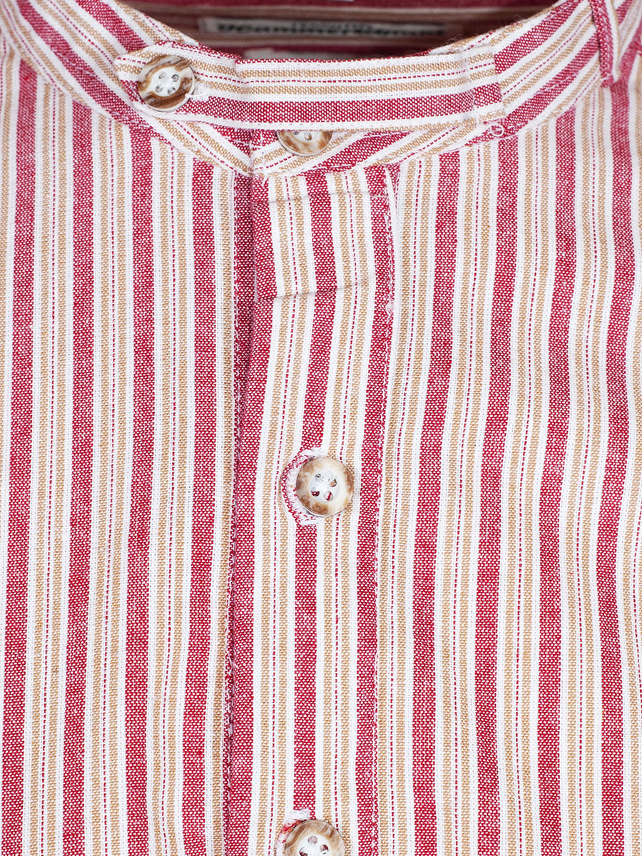 Hammerschmid Trachtenhemd rot-beige gestreift, Pfoad, Stehkragen, Slim Fit #3