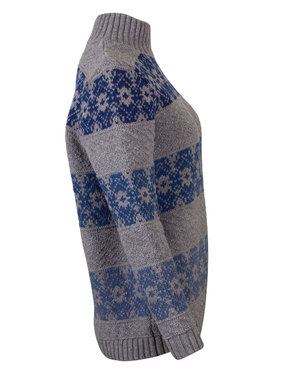 Huber Hildegard Strickpullover grau, mit blauem Norweger-Muster #2