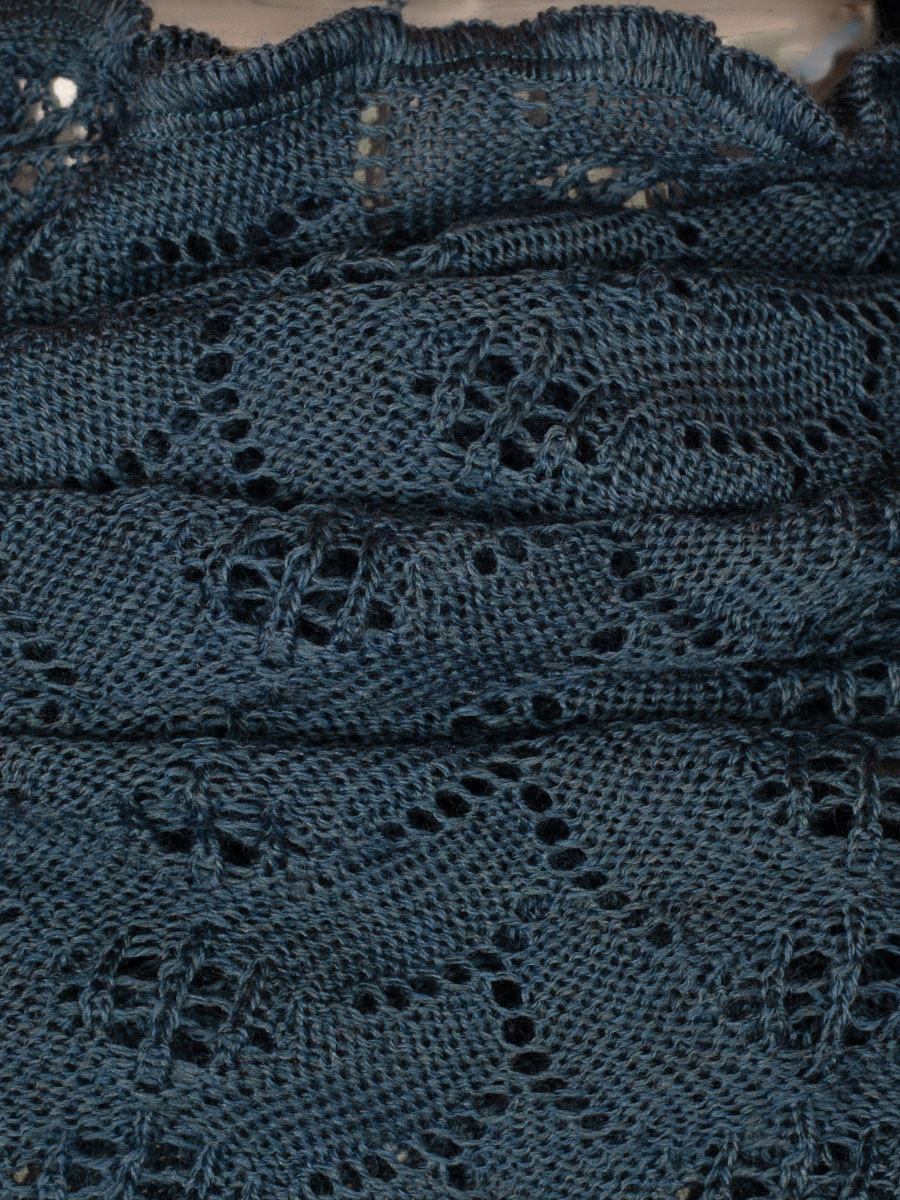 Wenger Strickstola Sofia, petrol, Lochmuster, gewellter Abschluss #4
