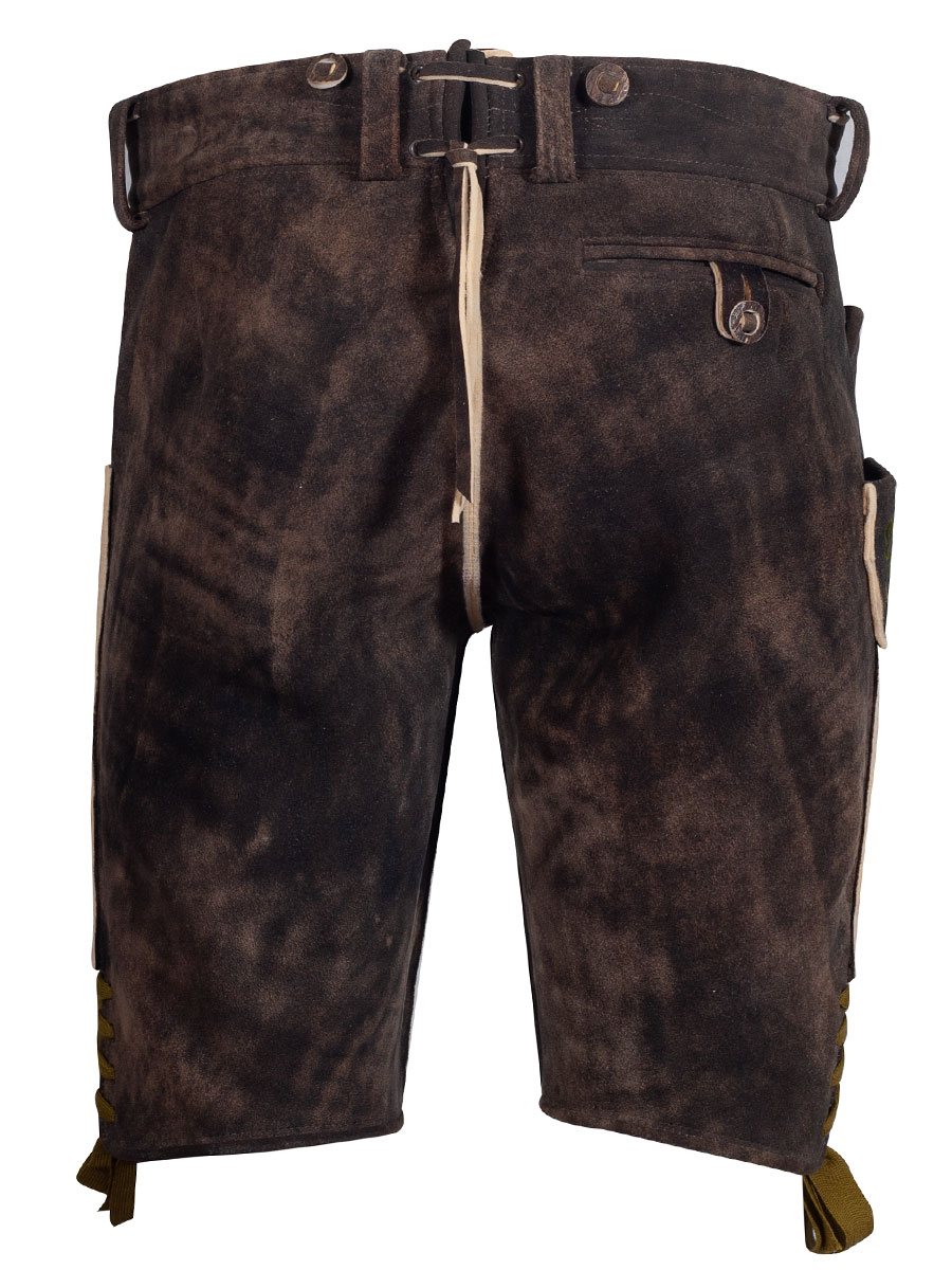 hausg'macht Kurze Lederhose Chieming, Hirsch, sämisch eibe, grüne Wollbänder #3