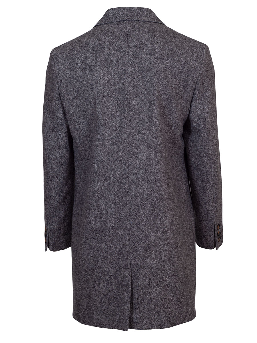 Herrenmantel Constantin grau meliert, Loden, Revers #3